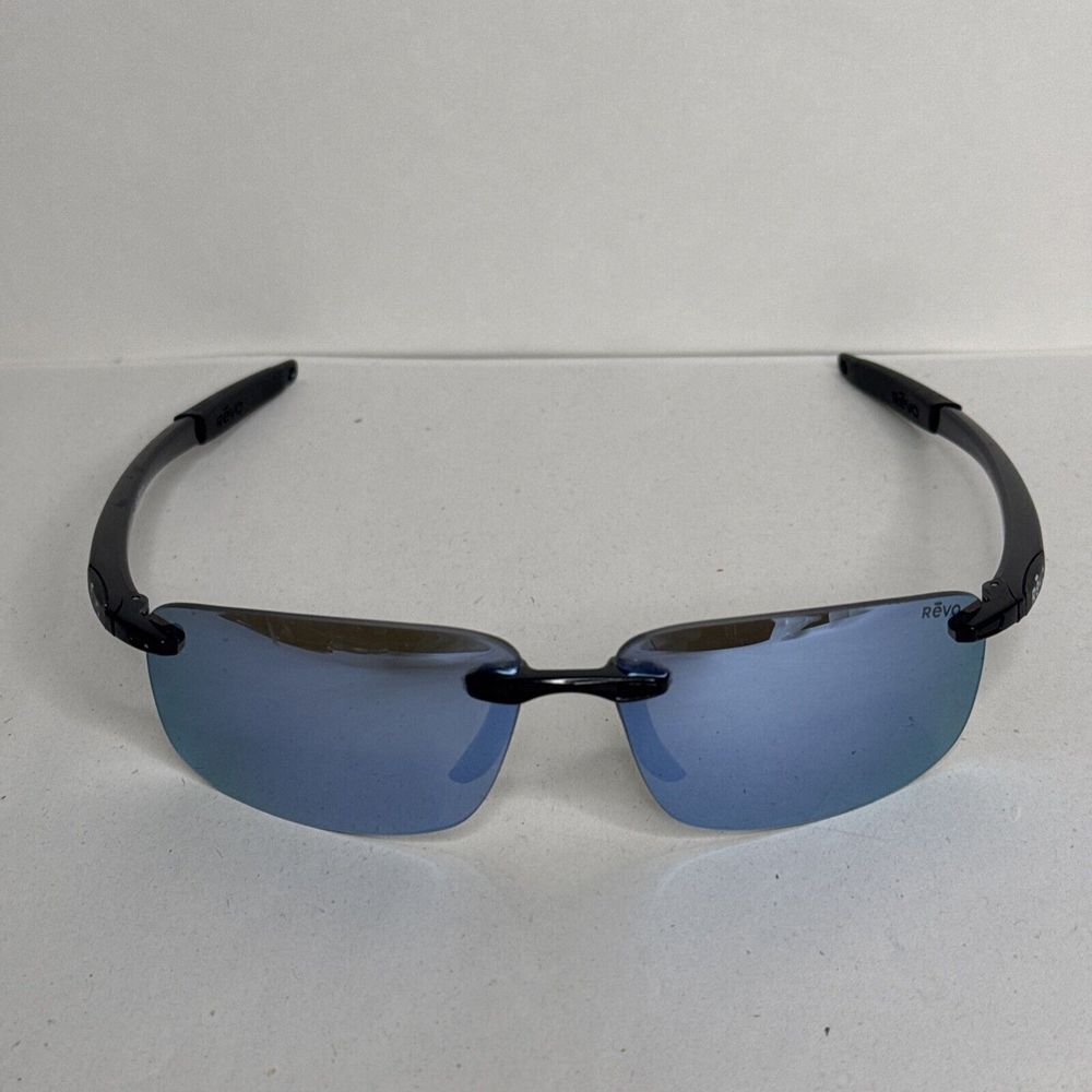 REVO‎ DESCEND N Men's Frameless Rectangular Sunglasses Blue lens Black frame